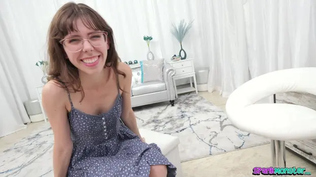 Petite Glasses Wearing Krystal Palmer Rides A Big Dick & Gets A Creampie